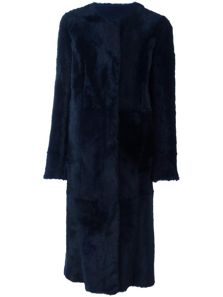 Drome Reversible Long Coat, Women's, Size: Large, Blue, Lamb Skin/lamb Fur