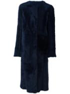 Drome Reversible Long Coat, Women's, Size: Large, Blue, Lamb Skin/lamb Fur