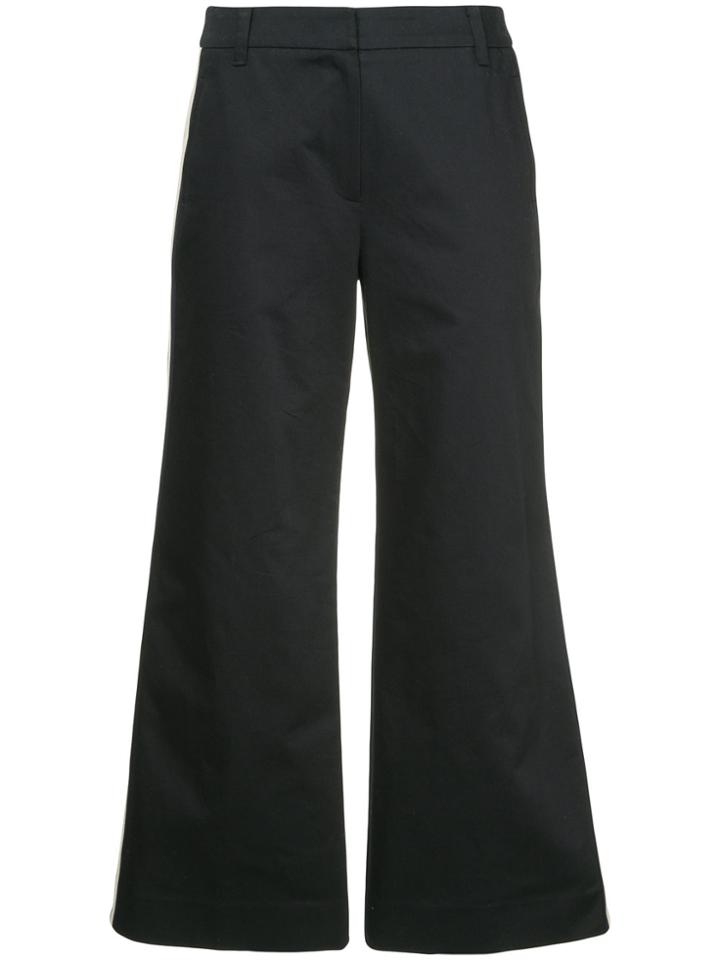 Goen.j Side Stripe Cropped Trousers - Blue
