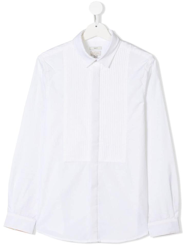 Paul Smith Junior Teen Pleated-bib Shirt - White
