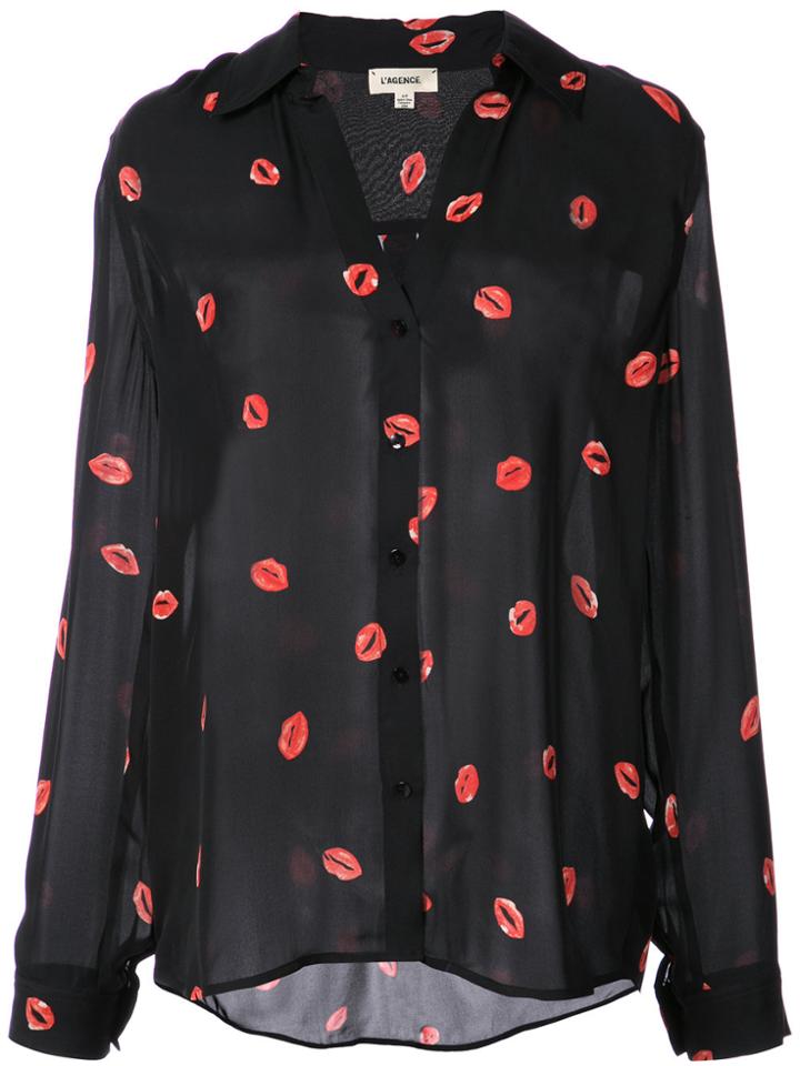 L'agence Lip Print Blouse - Black
