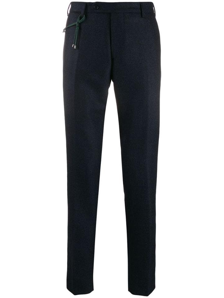 Berwich Micro Check Slim-fit Trousers - Blue