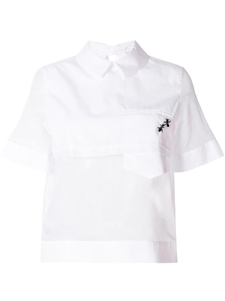 Ermanno Scervino Asymmetric Ants Embellished Blouse - White