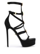 Versace Medusa Studded Strappy Sandals - Black