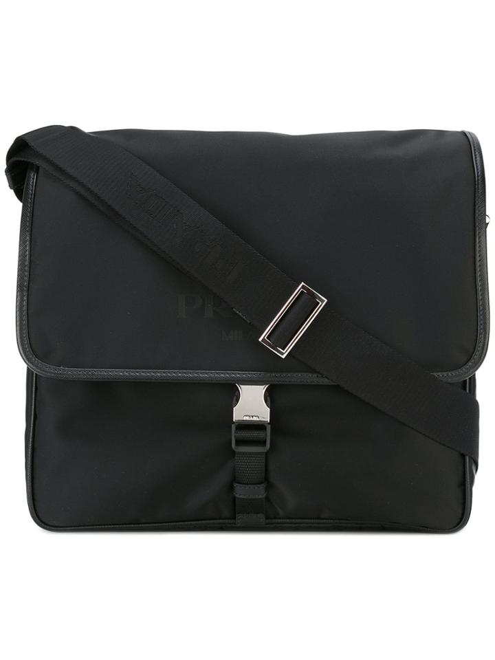 Prada Logo Print Satchel - Black