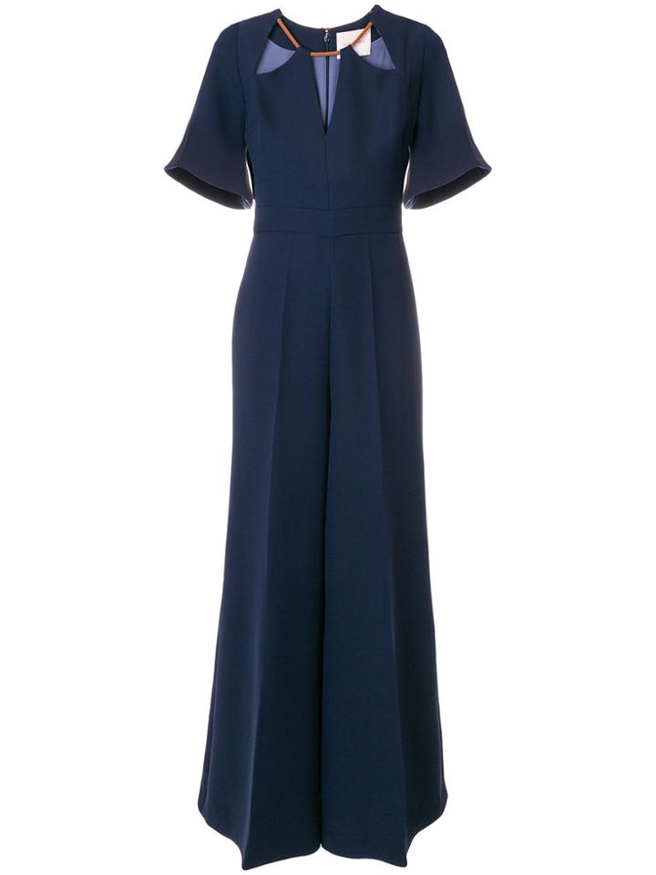 Roksanda Embellished Neckline Wide Leg Jumpsuit - Blue