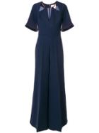 Roksanda Embellished Neckline Wide Leg Jumpsuit - Blue