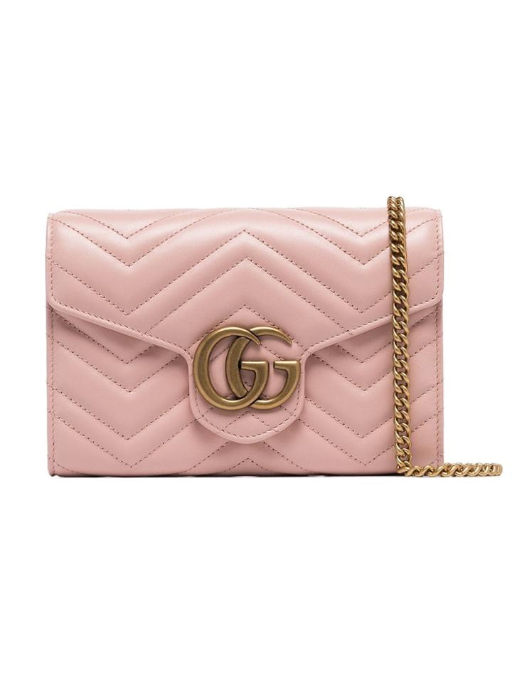 Gucci Pink Gg Plaque Quilted Leather Crossbody Bag