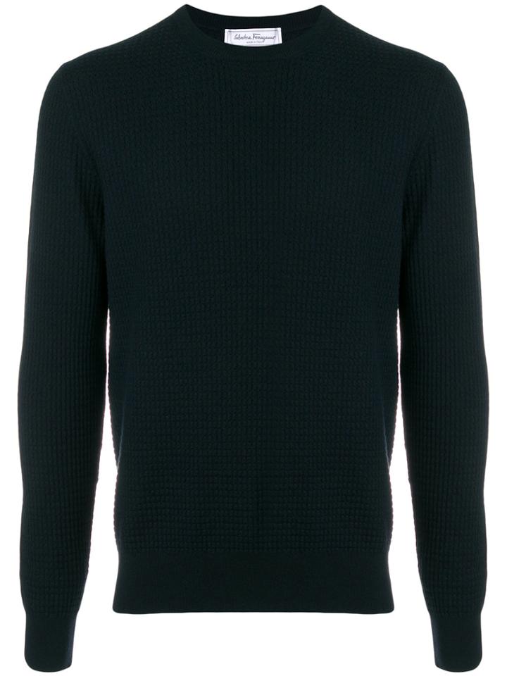 Salvatore Ferragamo Ribbed Knit Jumper - Blue