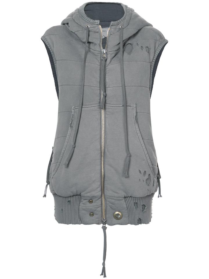 Greg Lauren Hooded Waistcoat - Grey