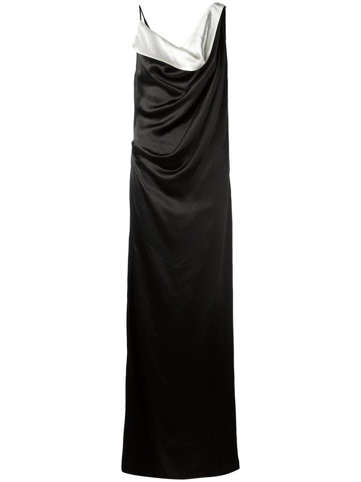 Lanvin - Contrast Cowl Neck Gown - Women - Acetate - 38, Black, Acetate