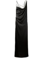 Lanvin - Contrast Cowl Neck Gown - Women - Acetate - 38, Black, Acetate