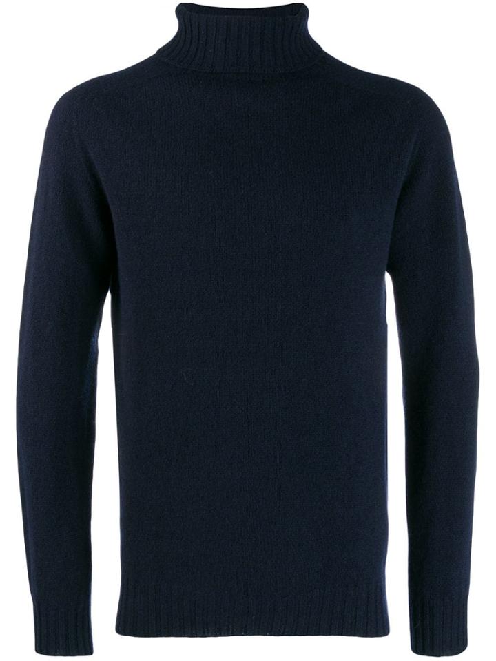 Officine Generale Roll-neck Fitted Sweater - Blue
