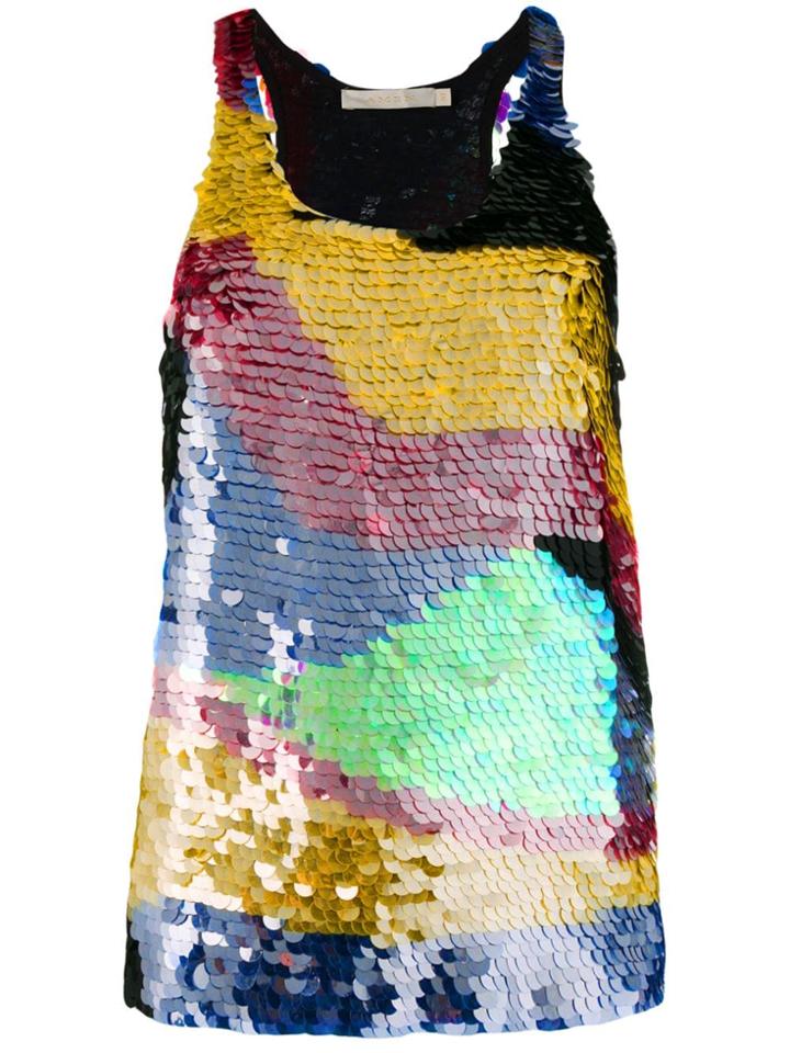 Amen Sequinned Tank Top - Yellow