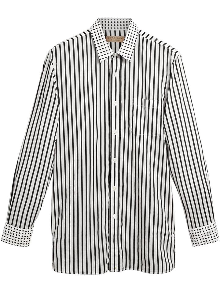Burberry Dot And Stripe Print Shirt - Nude & Neutrals