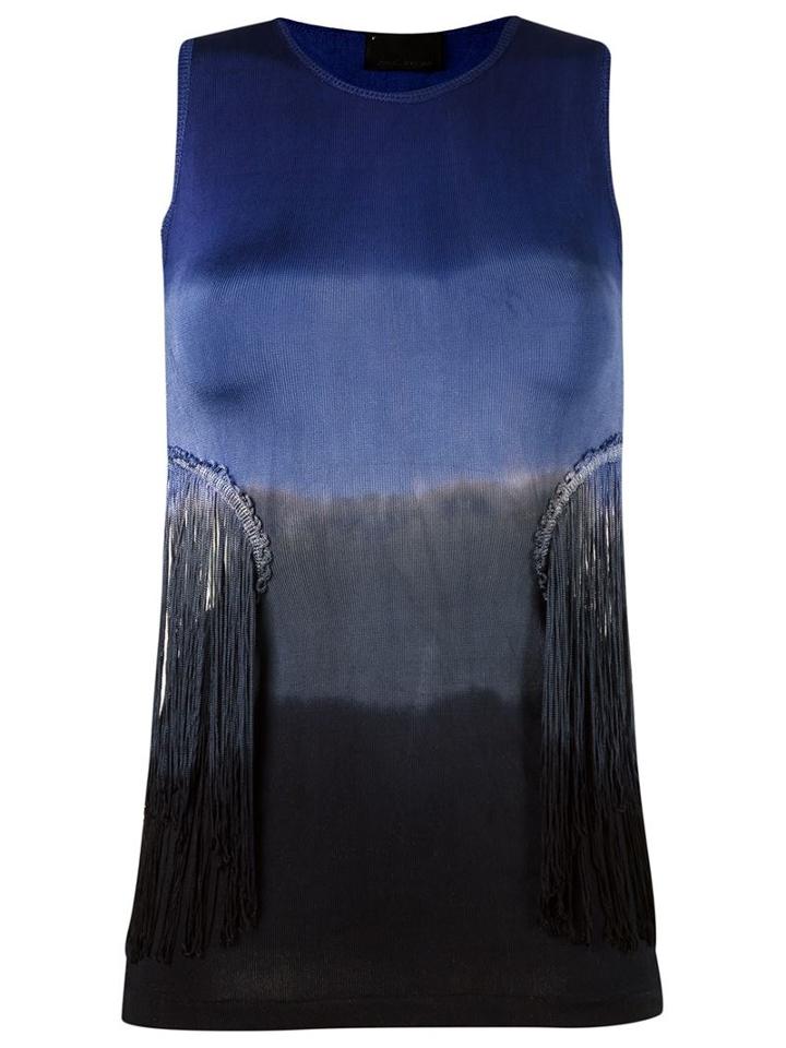Andrea Bogosian Knitted Fringed Blouse, Women's, Size: Medium, Blue, Polyamide/polyurethane/viscose
