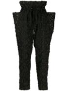 Dolce & Gabbana Embroidered Paperbag Waist Cropped Trousers - Black