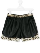 Roberto Cavalli Kids Leopard Hem Shorts - Black