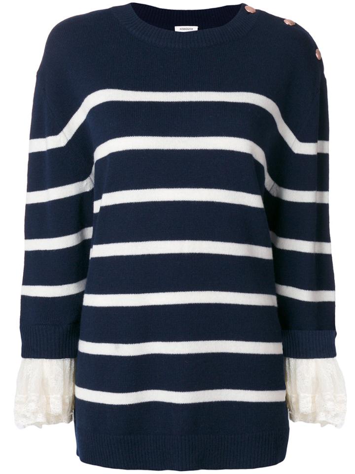 Manoush Striped Lace-cuff Jumper - Blue