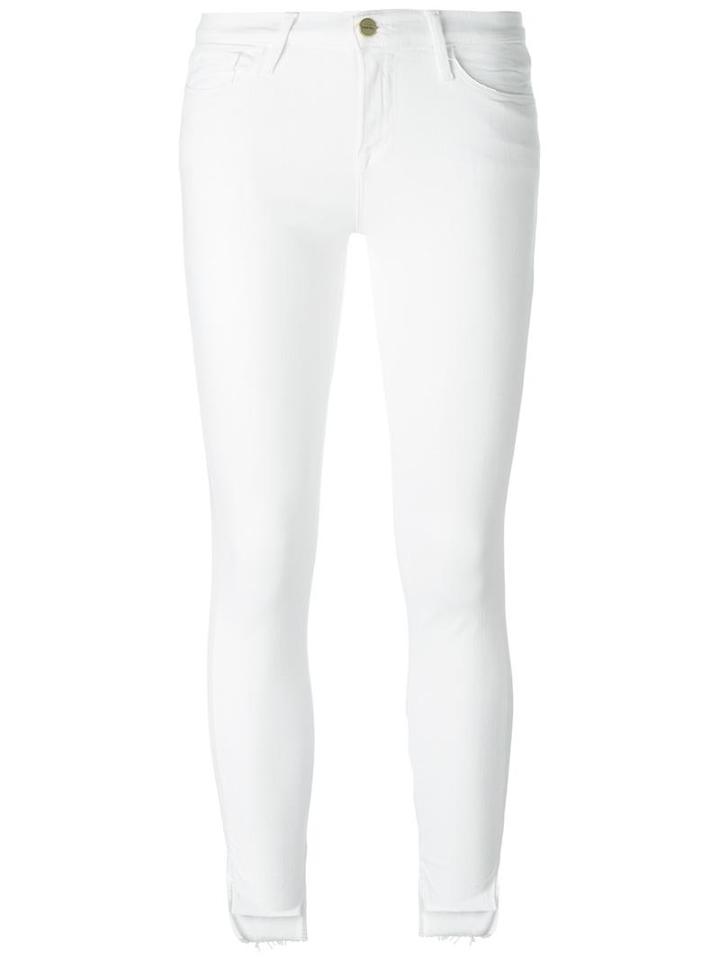 Frame Denim Super Skinny Cropped Jeans, Women's, Size: 28, White, Cotton/polyester/spandex/elastane