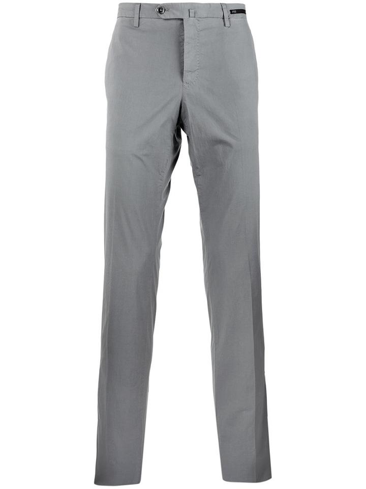 Pt01 Straight-cut Chino Trousers, Men's, Size: 56, Grey, Cotton/spandex/elastane