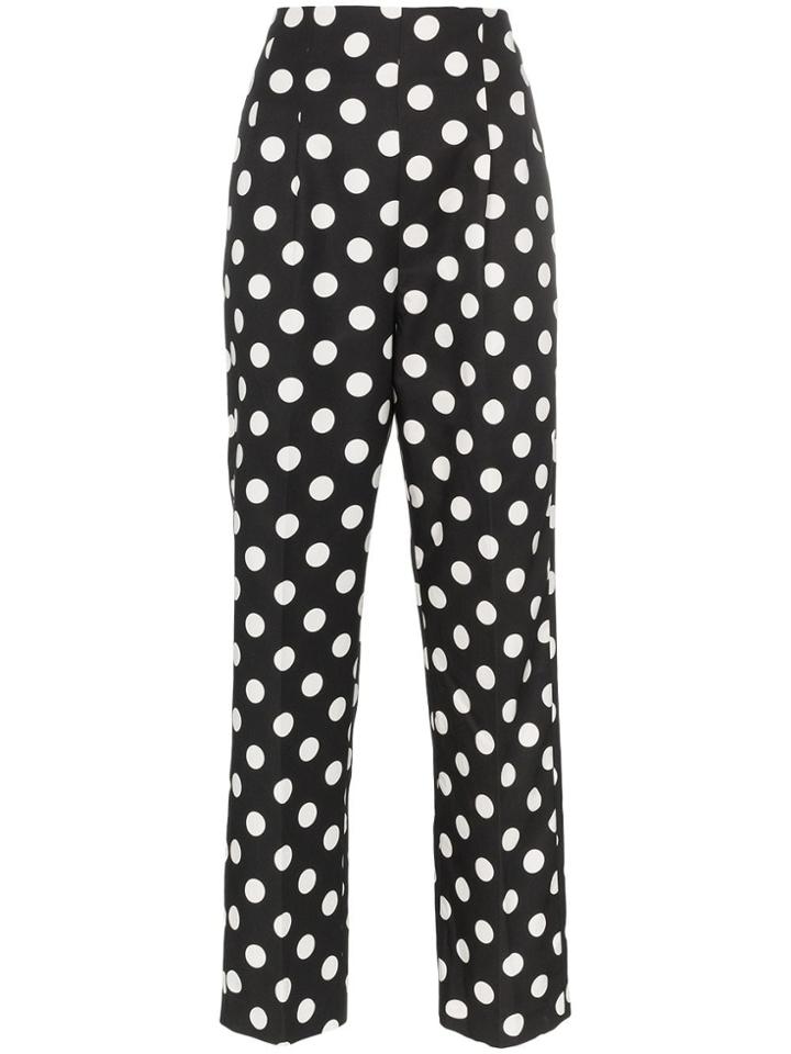 Rebecca De Ravenel Polka Dot Silk Trousers - Black