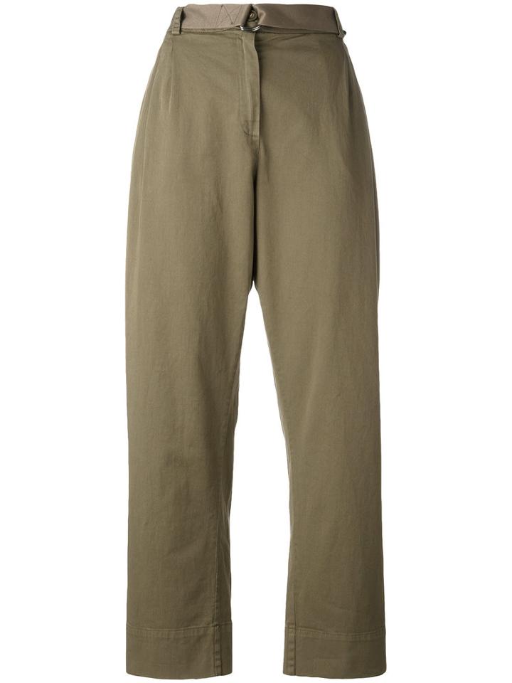 'semi-couture' Trousers - Women - Cotton/lyocell - 44, Green, Cotton/lyocell, Erika Cavallini