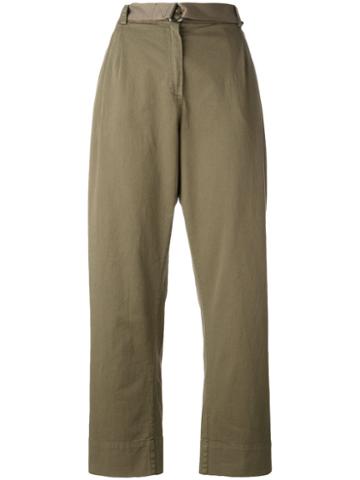 'semi-couture' Trousers - Women - Cotton/lyocell - 44, Green, Cotton/lyocell, Erika Cavallini