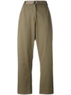 'semi-couture' Trousers - Women - Cotton/lyocell - 44, Green, Cotton/lyocell, Erika Cavallini