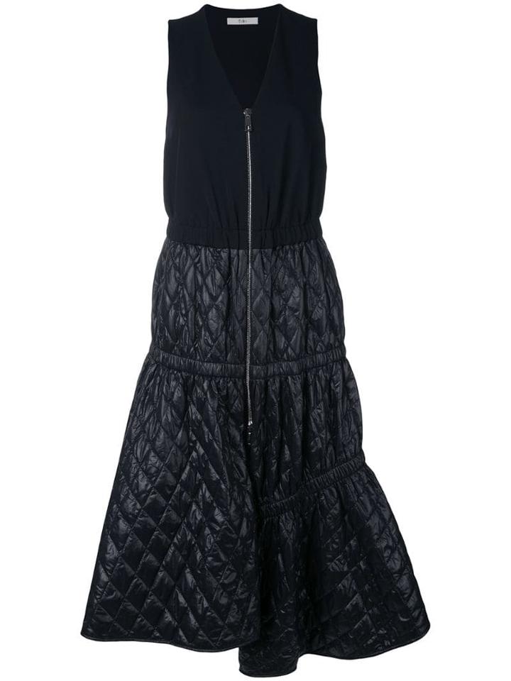 Tibi Quilted Asymmetric Zip Dress - Black