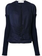 Victoria Beckham Longsleeve Bustier Jacket, Women's, Size: 8, Blue, Wool