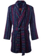 Mp Massimo Piombo Striped Belted Robe Coat, Men's, Size: 48, Mohair/wool/polyamide/cupro