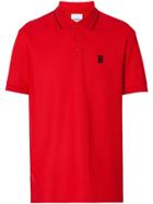 Burberry Icon Stripe Placket Cotton Piqué Polo Shirt - Red