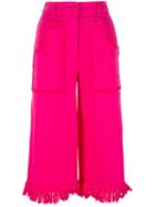 Love Moschino Frayed Cropped Trousers, Women's, Size: 42, Pink/purple, Cotton/spandex/elastane