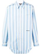 Calvin Klein 205w39nyc Embroidered Logo Striped Shirt - Blue