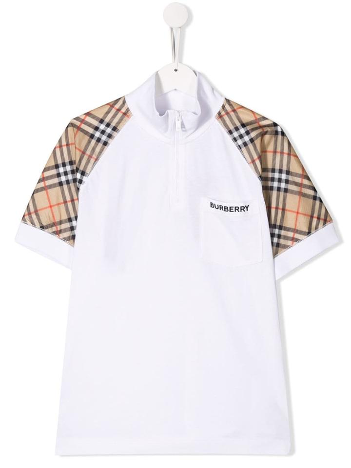 Burberry Kids Signature Check Print Detail T-shirt - White