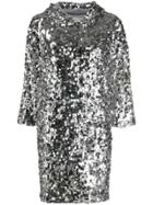 Be Blumarine Sequin Embroidered Mini Dress - Silver