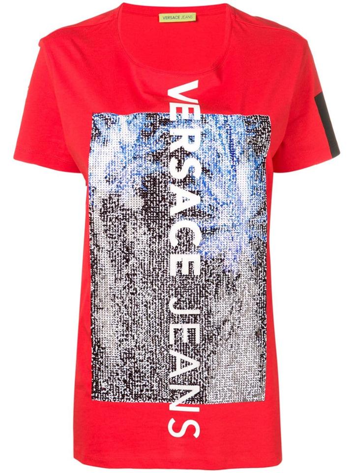 Versace Jeans Sequinned Logo Patch T-shirt - Red