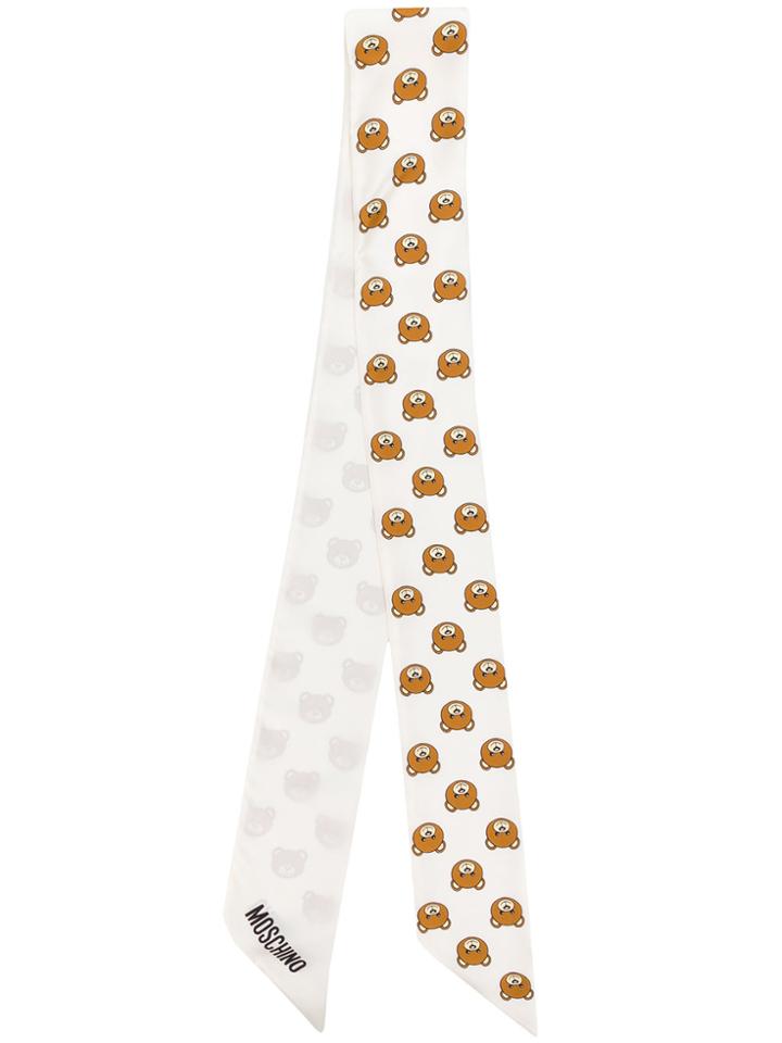 Moschino Teddy Logo Print Scarf - Nude & Neutrals