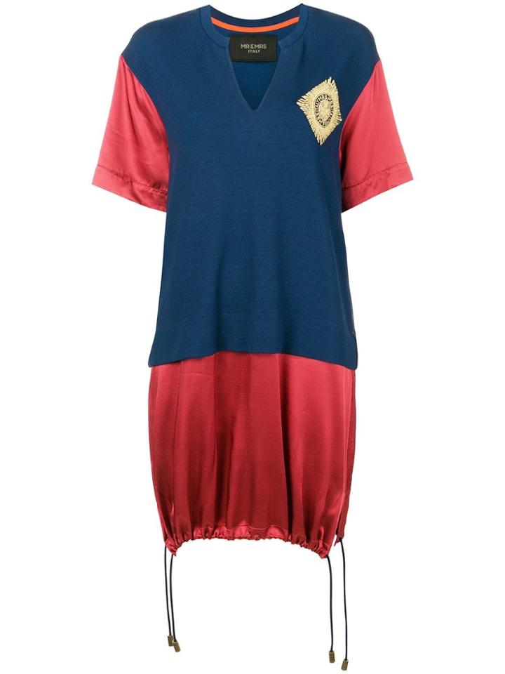 Mr & Mrs Italy Colour-block Long T-shirt - Blue