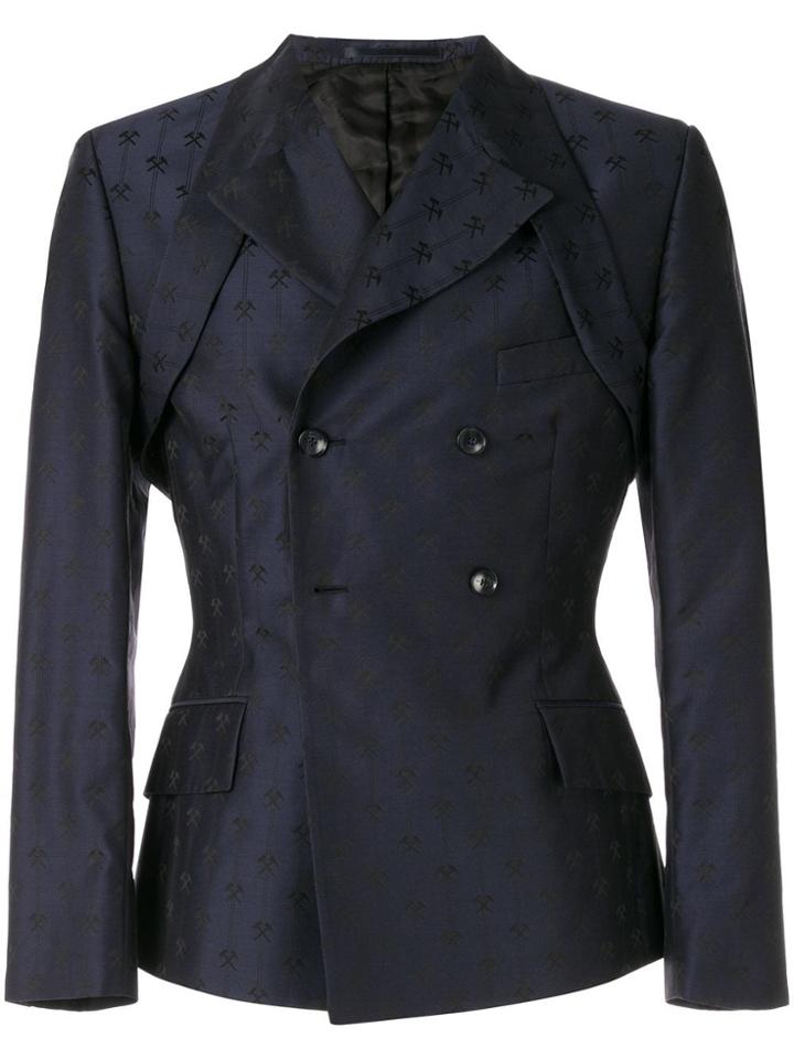 Gmbh Embroidered Double-breasted Blazer - Blue