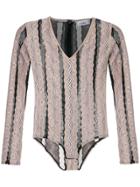 Amir Slama Striped Bodysuit - Neutrals