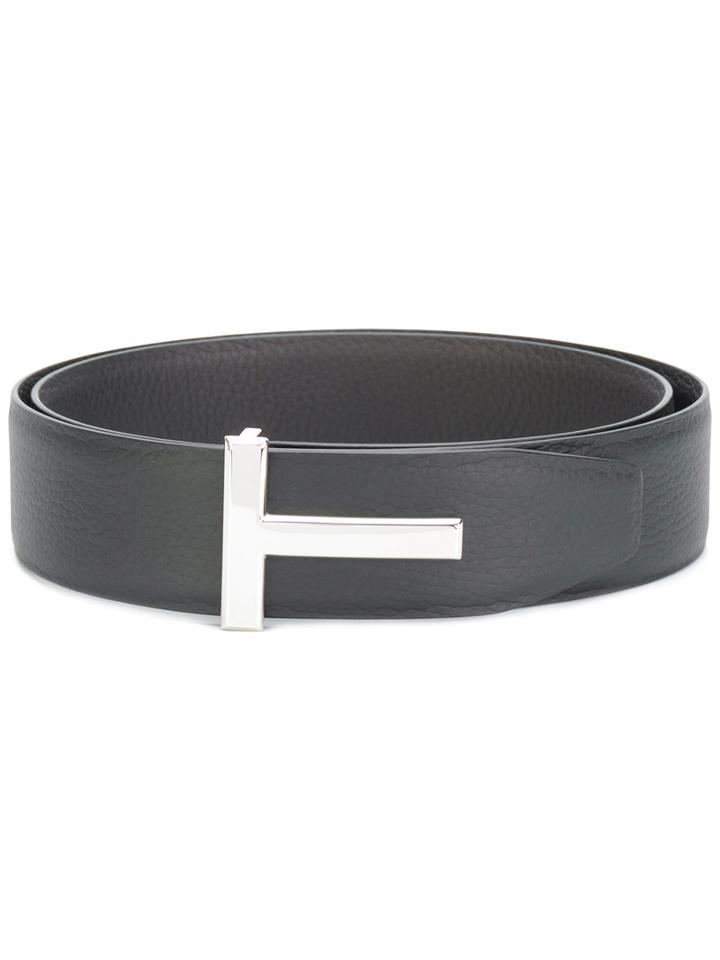Tom Ford - T Buckle Belt - Men - Leather/brass - 100, Black, Leather/brass