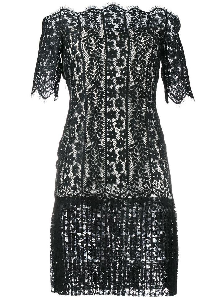 Huishan Zhang Off-shoulder Lace Dress, Women's, Size: 12, Black, Polyester/nylon/silk