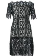 Huishan Zhang Off-shoulder Lace Dress, Women's, Size: 12, Black, Polyester/nylon/silk