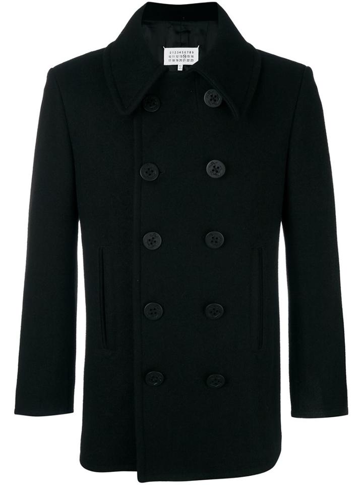 Maison Margiela Double Breasted Peacoat, Men's, Size: 50, Black, Viscose/wool