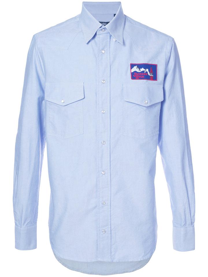 Gitman Vintage - Logo Embroidered Shirt - Men - Cotton - Xxl, Blue, Cotton