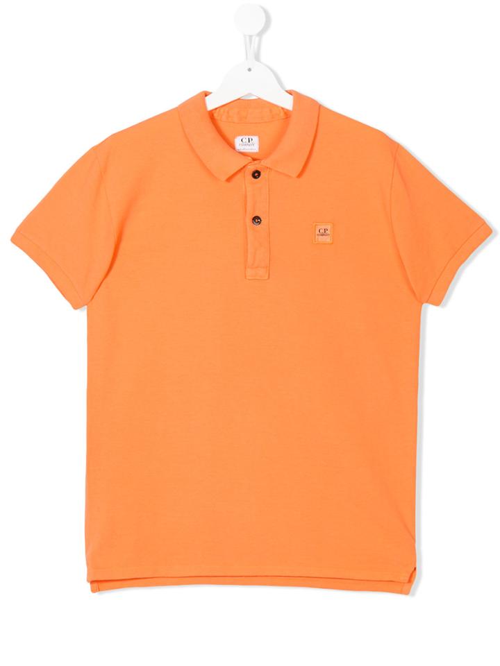 Cp Company Kids Teen Logo Patch Polo Shirt - Yellow & Orange