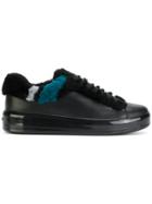 Prada Shearling Panel Lace-up Sneakers - Black