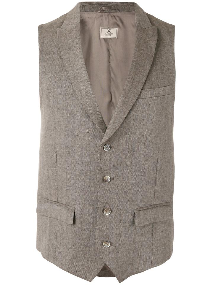 Hackett Peaked Lapel Waistcoat, Men's, Size: 52, Nude/neutrals, Linen/flax/rayon